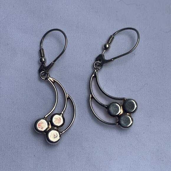 Amber Dangle Earrings With Sterling Silver Hooks & Multicolor Gemstones - Picture 5 of 8